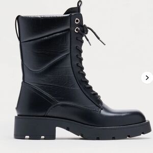 Fashion Nova Black Lace-Up Combat Boots